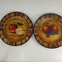 Two (2) Decorative Fruit Collector Plates Apple Peach &amp; Grapes 10&quot;  UHH8Q - £9.43 GBP