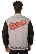 MLB Baltimore Orioles Poly Twill Jacket Grey Black Embroidered Patches JH Design - £110.12 GBP