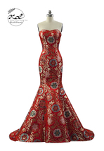 Classic glamorous Mermaid Fishtail Embroidery Brocade sleeveless long Pr... - £293.88 GBP