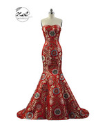 Classic glamorous Mermaid Fishtail Embroidery Brocade sleeveless long Prom Dress - $506.08 CAD