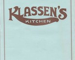 Klassen&#39;s Kitchen Menu Houston Texas 1990&#39;s - $17.82