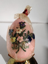 Vintage Handarbeit Pink Easter Egg Candle in West Germany Brass Candle Holder - £10.72 GBP