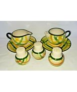 Vtg Vernonware Salt Pepper Shaker Creamer Gingham Metlox Green Yellow Pl... - $10.84