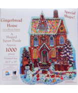 SunsOut Gingerbread House 1000 pc Shaped Jigsaw Puzzle Snowmen Winter Co... - £15.00 GBP
