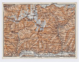 1911 Antique Map Of Vicinity Of Sondrio Valtellina Alps Italy - £17.19 GBP