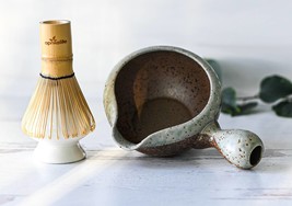 Ceramic Matcha Set - Japanese Matcha Bowl, Bamboo Matcha Whisk and Whisk... - £34.36 GBP