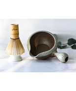 Ceramic Matcha Set - Japanese Matcha Bowl, Bamboo Matcha Whisk and Whisk... - $60.27 CAD