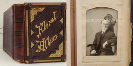 antique PHOTO ALBUM barbertown nj P KERR cabinet cards pretty floral frames - £99.36 GBP
