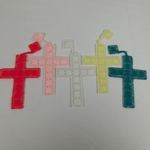 Cross Bookmarks Lot of 5 Plastic Canvas Yarn Religious Christian Green R... - £7.33 GBP