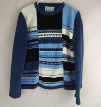 Keren Hart Women&#39;s Soft Blue &amp; White Sweater Size XL - $19.39