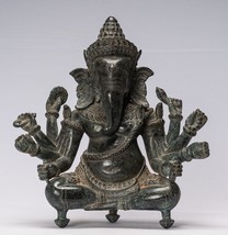 Ganesha Statue - Antik Khmer Stil Bayon 8 Arm Ganesh 34cm/35.6cm - £732.51 GBP