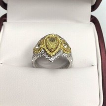 GIA 2.29 Ct Pear Natural Fancy Yellow Diamond Engagement Ring 18k Gold - £7,241.71 GBP