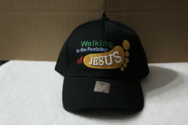 Walking In The Footsteps Of Jesus Foot Baseball Cap Hat ( Black ) - £9.06 GBP