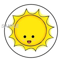 30 Happy Sunshine Envelope Seals Labels Stickers 1.5&quot; Party Favors Sun - £5.88 GBP