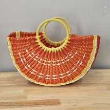 Sunglow Style Beach Tote Bag Woven Orange Slice Shaped with Handles Retr... - $24.74