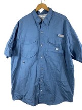 Columbia PFG XL Vented Fishing Shirt Blue Short Sleeve Mens Button Down Pockets - £29.27 GBP