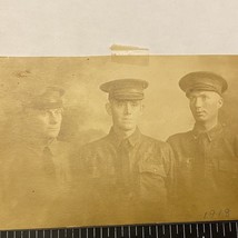 RPPC 3 Men In Military Uniforms 1910s 1918 - £7.06 GBP