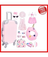 Fashionable 17Pc Doll Accessory Set with Luggage &amp; Travel Essentials - G... - $50.95 CAD