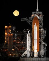 SPACE SHUTTLE DISCOVERY STS-119 LAUNCH PAD UNDER FULL MOON NASA 8X10 PHO... - $8.49
