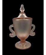 Fenton Art Glass Shell Rose Stretch Pink Koi Fish Handle Covered Candy Dish - $103.21 CAD