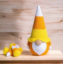 Halloween Candy Corn Hand Crochet Gnomes, Halloween amigurumi crochet dolls - £34.81 GBP