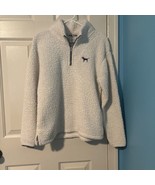 Victoria Secret PINK Women’s 1/4 Zip Fleece Pullover Size Small Cream Color - £12.13 GBP