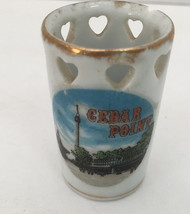 Vintage Cedar Point Ohio midway scene small toothpick holder park souvenir - $19.75