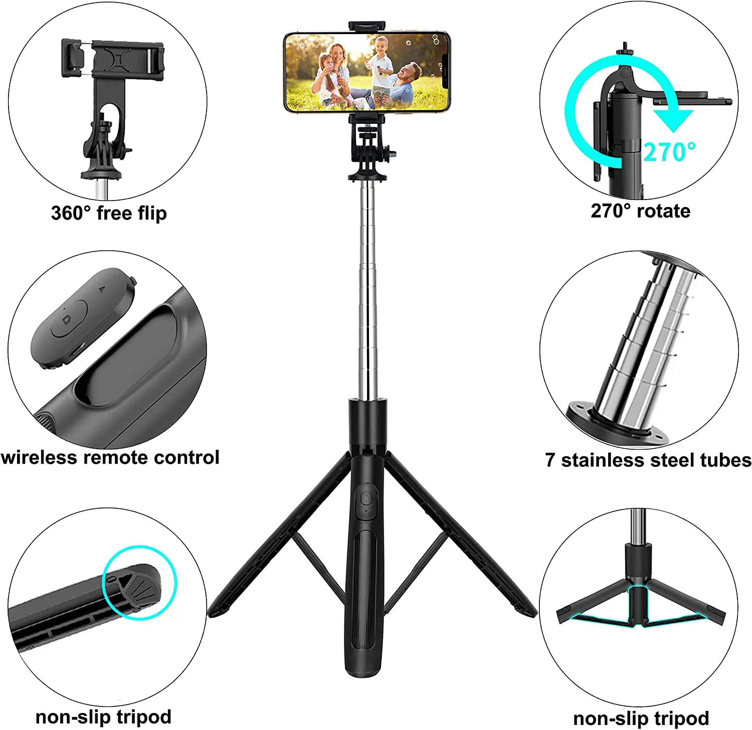 Sporting Selfie Stick, 158cm ExtenAle 3 in 1 Bluetooth Selfie Stick TrA with  Re - £51.00 GBP