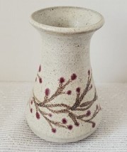 Studio Art Pottery Stoneware Miniature Bud Vase Gray Vine Signed SMD 2.5&quot; Mini - £18.25 GBP