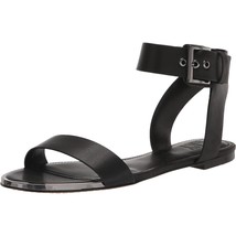 DKNY Women Flat Ankle Strap Sandals Tamara Size US 7M Black Calf Leather - £42.77 GBP