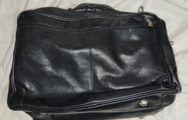 Black Leather Softside Briefcase Laptop Tote Attache Travel Carry On Lug... - £15.94 GBP