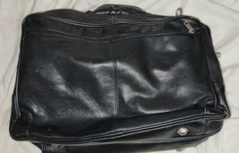 Black Leather Softside Briefcase Laptop Tote Attache Travel Carry On Lug... - $19.99