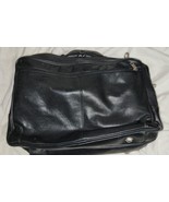 Black Leather Softside Briefcase Laptop Tote Attache Travel Carry On Lug... - £15.77 GBP