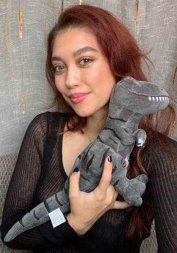Plush Gray Dinosaur Toy – Stuffed Dino for Kids 18"x9" – Soft Animal Gift Y22 Item image 7