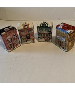 4 VINTAGE TIN ORNAMENT Metal box Nickis Toy store /General  Store  Colle... - £19.07 GBP