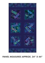 24.5&quot; X 44&quot; Panel Dragonfly Wings Dragonflies Navy Cotton Fabric Panel D581.71 - $9.49