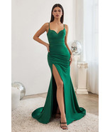 Off-shoulder, fitted gown with 3D flower applique - £140.66 GBP