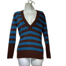 beth bowley brown blue 100% Cashmere Stripe preppy academia Sweater Size P - £27.70 GBP