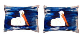 Pair of Betsy Drake Spring Creek Pelican No Cord Pillows 16 Inch X 20 Inch - £63.30 GBP