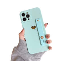 Anymob iPhone Blue Green Wrist Strap Love Heart Phone Case Shockproof Soft Cover - £21.49 GBP