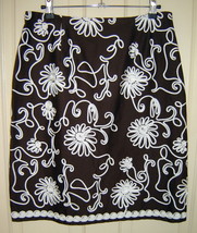 TRIBAL Chocolate Brown/White Textured Floral Embroidery Stretch Cotton S... - $19.50
