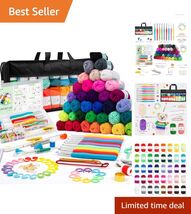 1600 Yards of Vibrant Yarn: 113-Piece Crochet Kit with Ergonomic Hooks &amp;... - $67.27