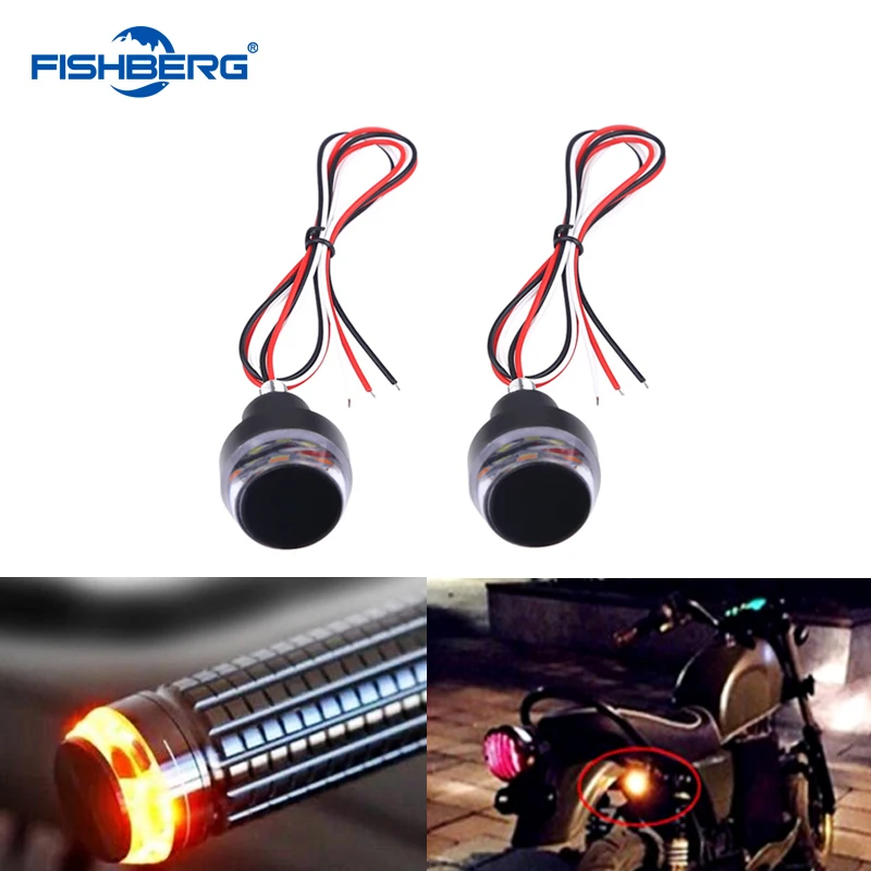 Motorcycle Amber LED Handle Bar End Indicator Grip  Turn Signal Light  22mm Hand - £103.60 GBP