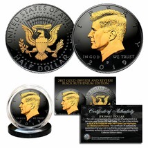 2019 Black RUTHENIUM JFK Half Dollar U.S. Coin 2-SIDED 24K Gold (D-MINT) - $25.54 CAD