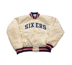 Rare Vintage Starter Philadelphia 76ers Sixers NBA White Satin Jacket Me... - $2,802.10 MXN