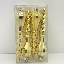 Icicles Set Of 4 Gold Holiday Ornament 6.5” Christmas Tree Baubles Retro... - £5.45 GBP