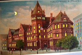 Hold To Light Postcard Public Libary Buffalo New York Crescent Moon 1907 Koehler - £47.42 GBP