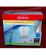 Pack of 2 SUNBEAM LED ENERGY SAVING BULBS 60 Watt Replacement (Actual 9.... - £7.20 GBP