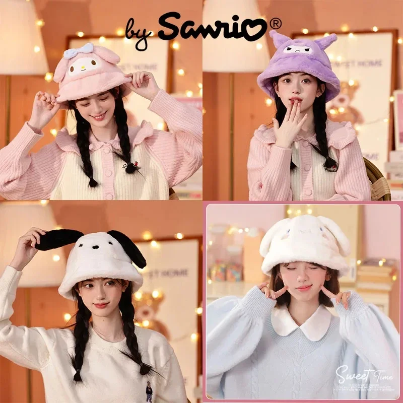2023 New Sanrio My Melody Kuromi Cinnamoroll Stuff Plush Fisherman Hat Knitted - £11.96 GBP