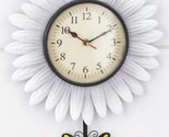 Novelty ~ Flower Wall Clock ~ White Daisy ~ w/Pendulum ~ Metal Material - $37.40